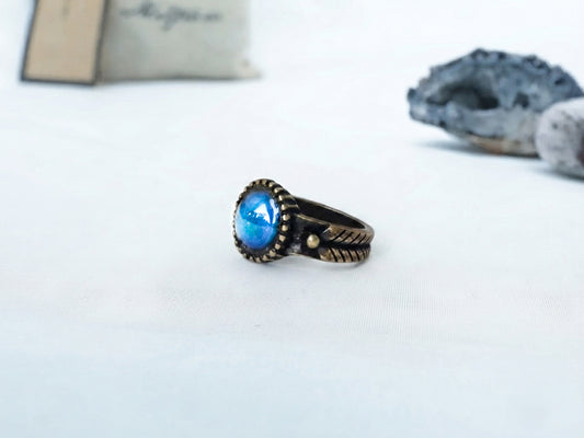 Antique Gold Plating Decorative Circle Stone Mood Ring