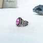 Antique Silver Plating Floral Oval Stone Mood Ring