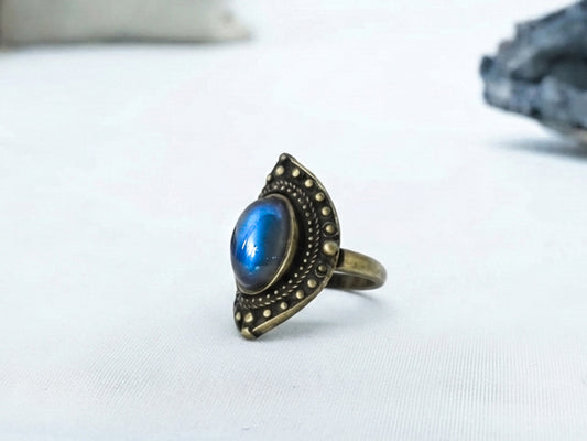 Antique Gold Plating Decorative Oval Stone Mood Ring