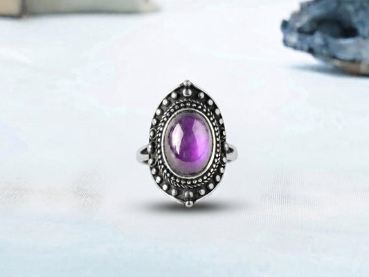 Antique Silver Plating Decorative Oval Stone Mood Ring