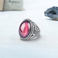 Antique Silver Plating Spiritual Oval Stone Mood Ring
