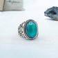 Antique Silver Plating Spiritual Oval Stone Mood Ring