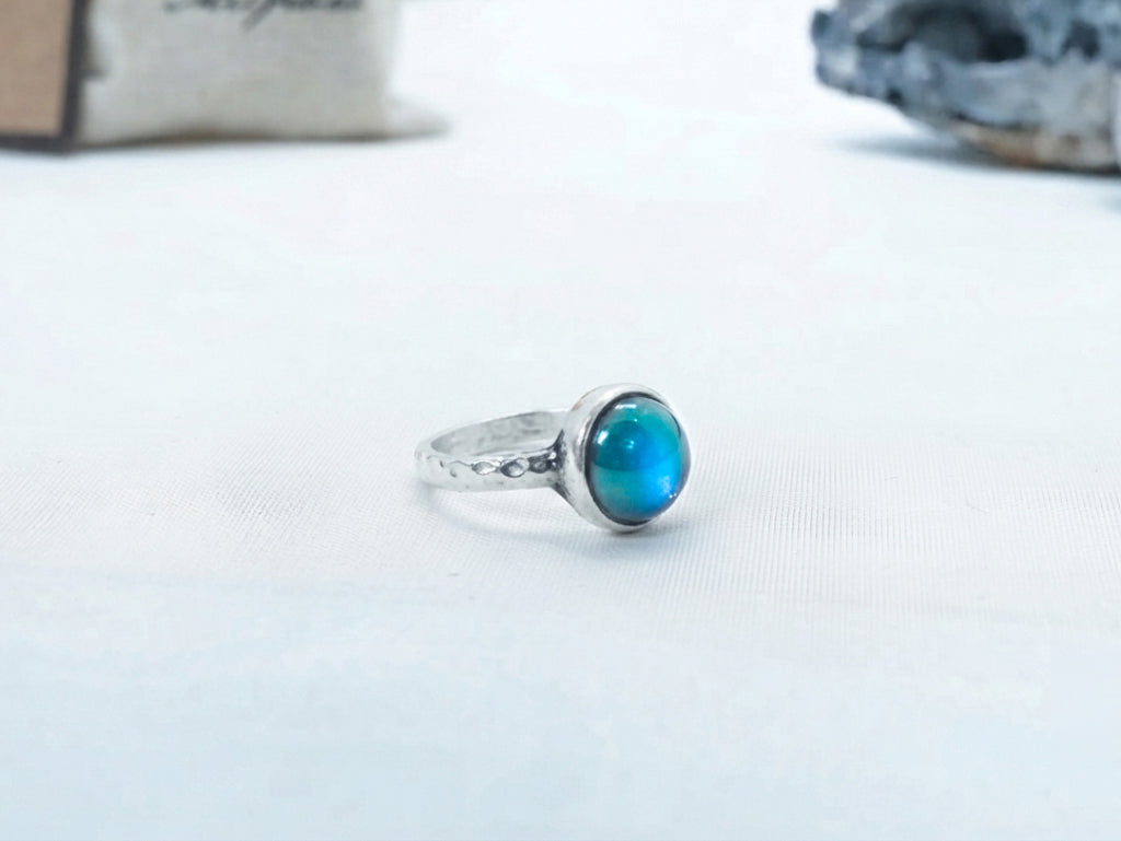 Antique Silver Plating Circle Stone Mood Ring