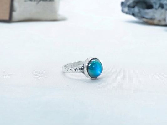 Antique Silver Plating Circle Stone Mood Ring