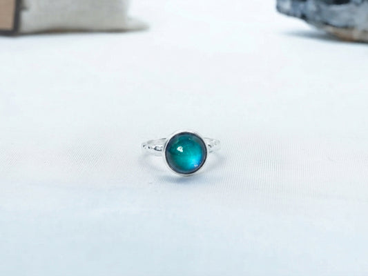 Antique Silver Plating Circle Stone Mood Ring