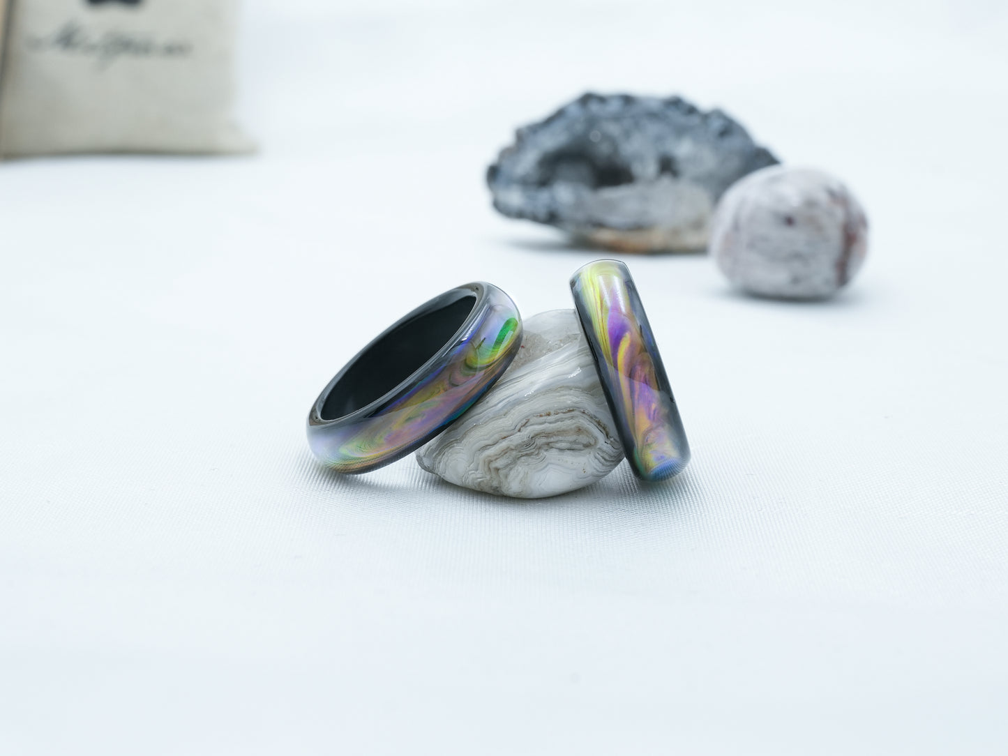 Genuine Black Agate Colour Changing Mood Ring