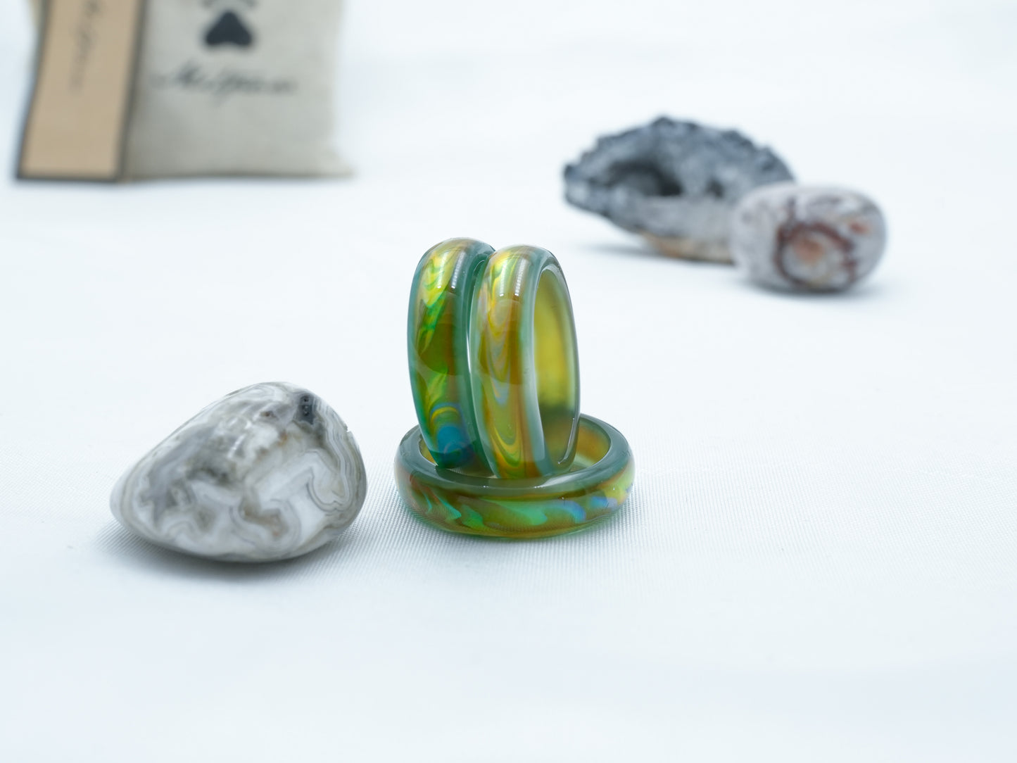Genuine Green Agate Colour Changing Mood Ring