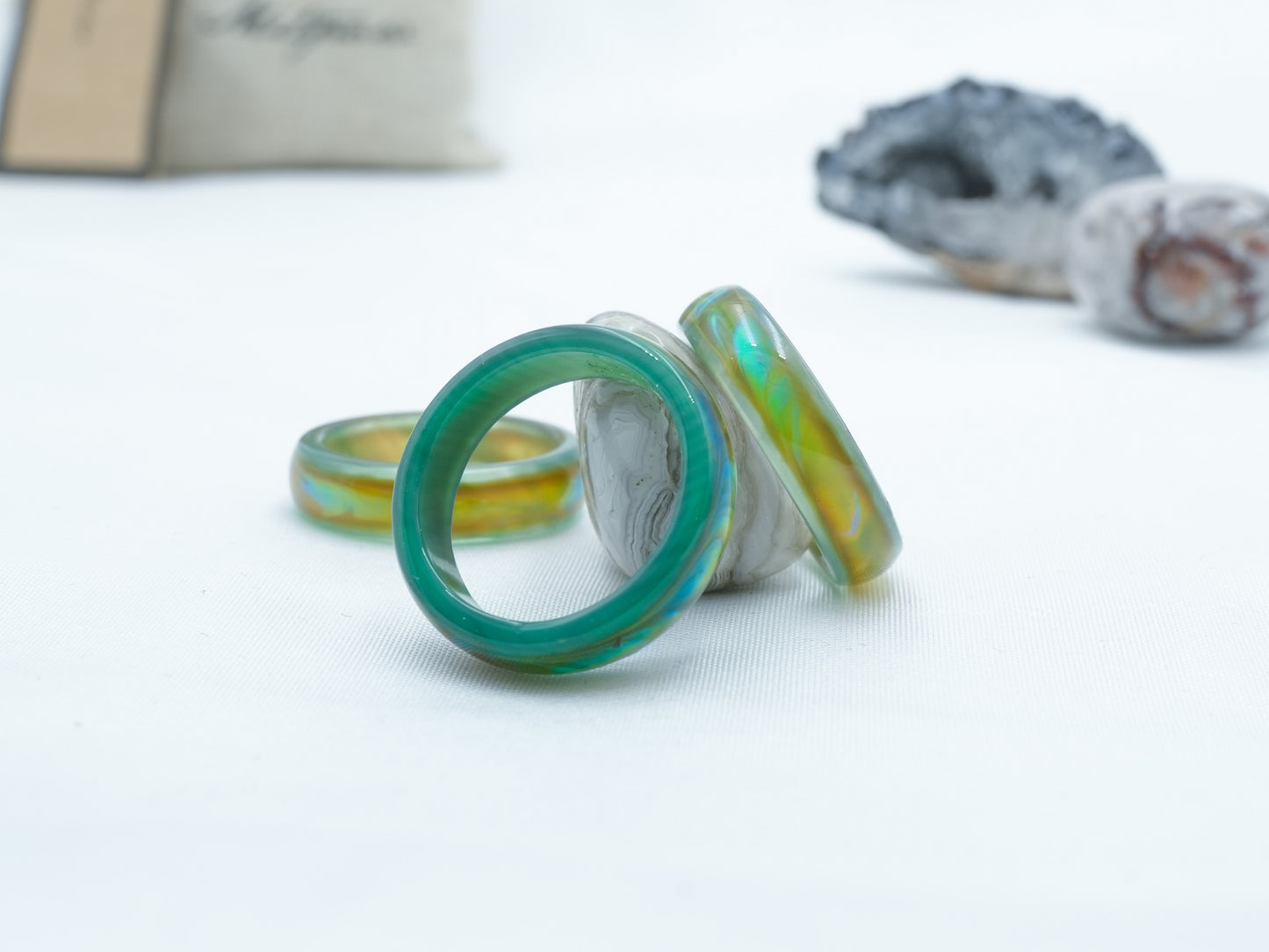 Genuine Green Agate Colour Changing Mood Ring