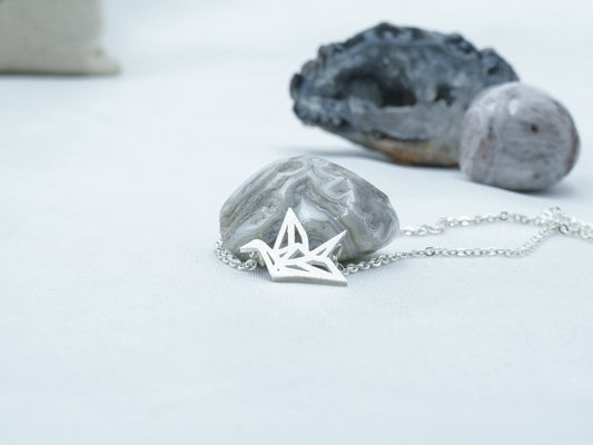 Stainless Steel Paper Crane Necklace