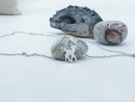 Stainless Steel Reindeer Charm Necklace