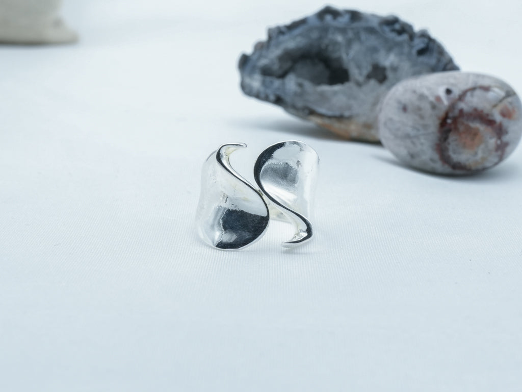 925 Sterling Silver Ribbon Inspired Ring