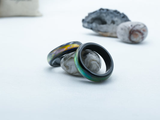 Genuine Black Agate Colour Changing Mood Ring