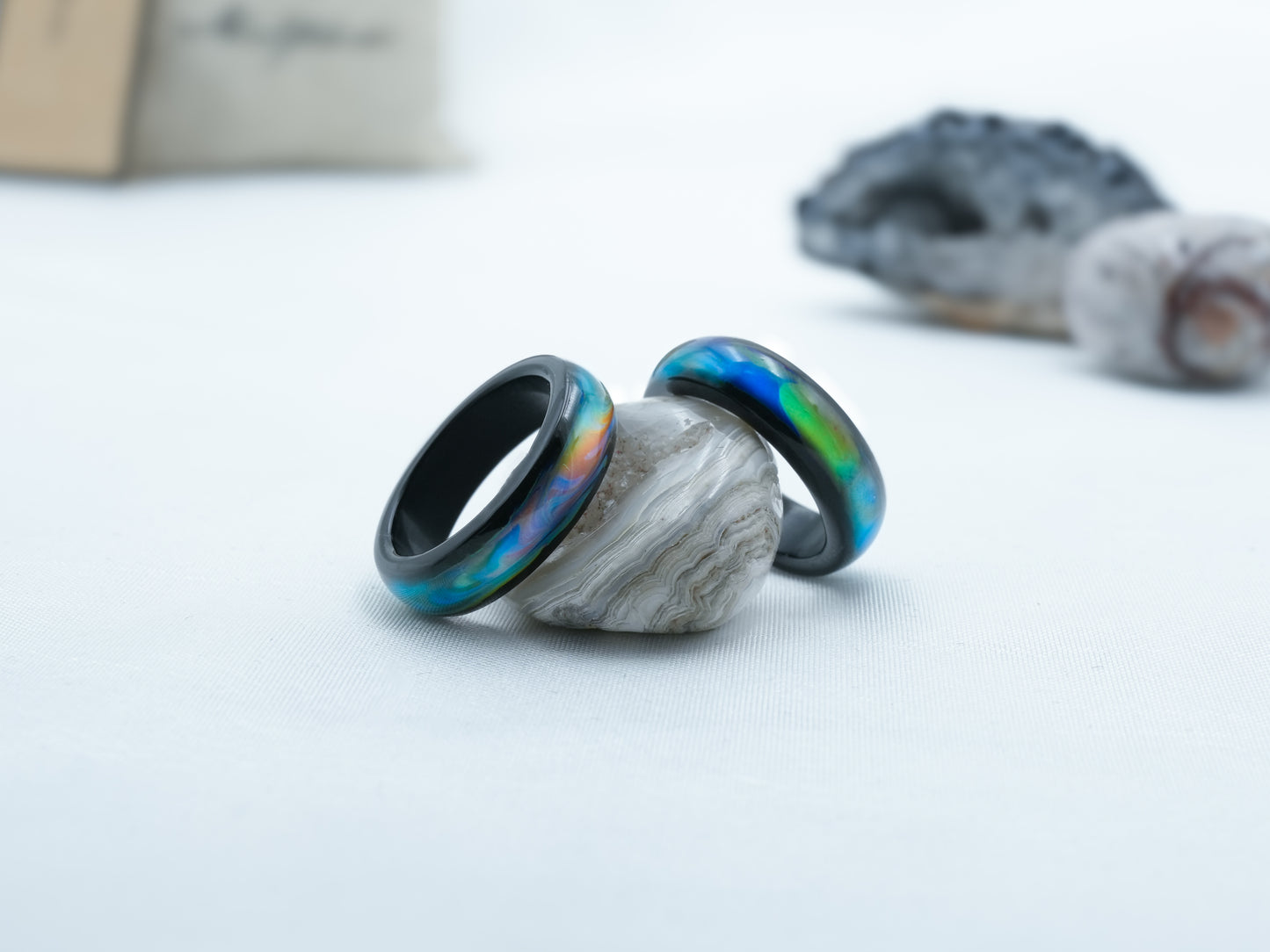 Genuine Black Agate Colour Changing Mood Ring