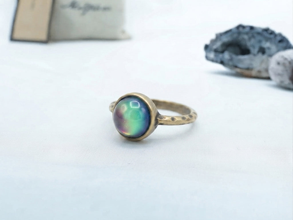 Antique Gold Plating Circle Stone Mood Ring
