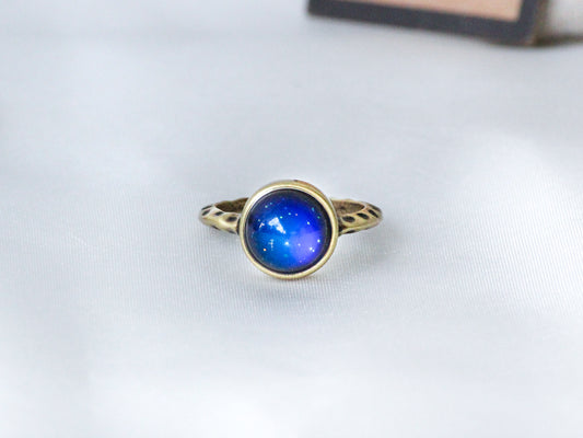 Antique Gold Plating Circle Stone Mood Ring