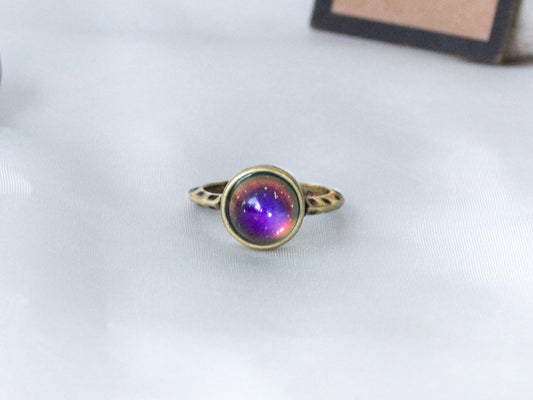 Antique Gold Plating Circle Stone Mood Ring