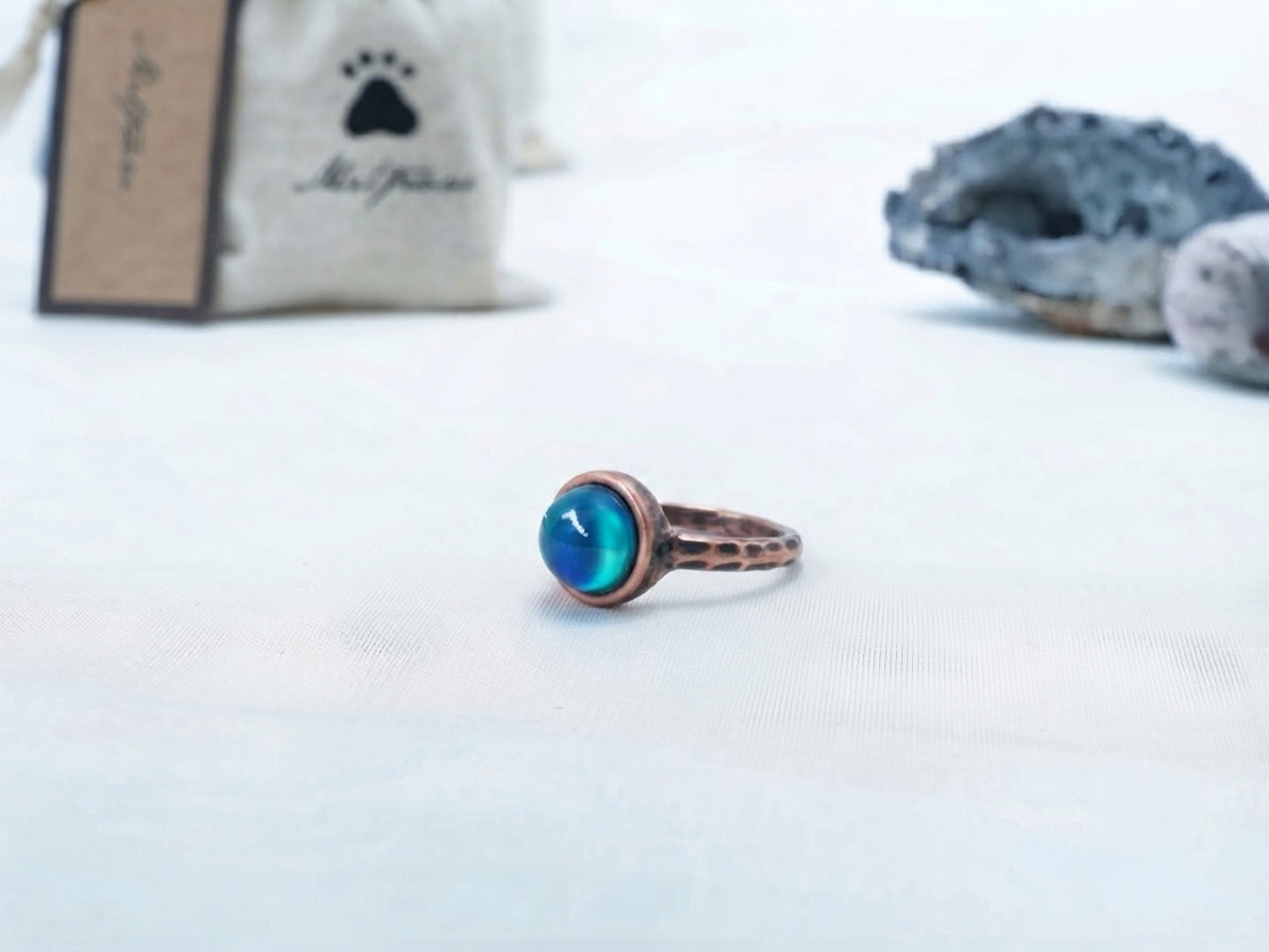 Antique Rose Gold Plating Circle Stone Mood Ring