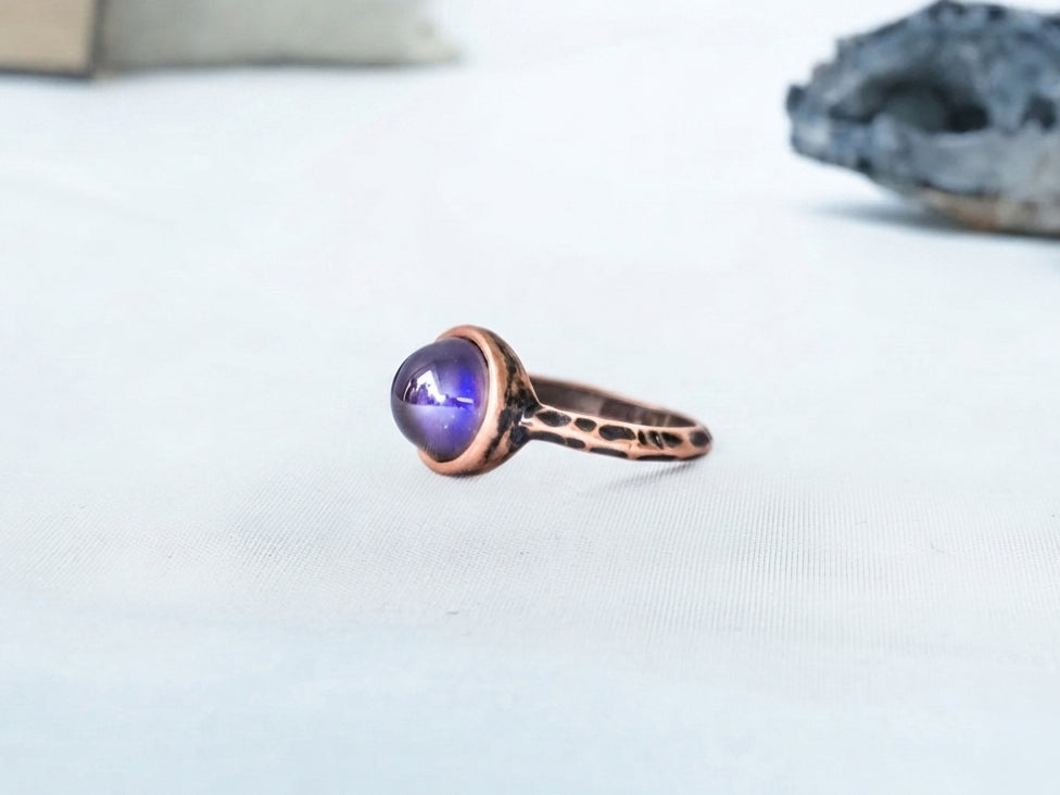 Antique Rose Gold Plating Circle Stone Mood Ring