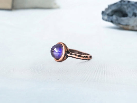 Antique Rose Gold Plating Circle Stone Mood Ring