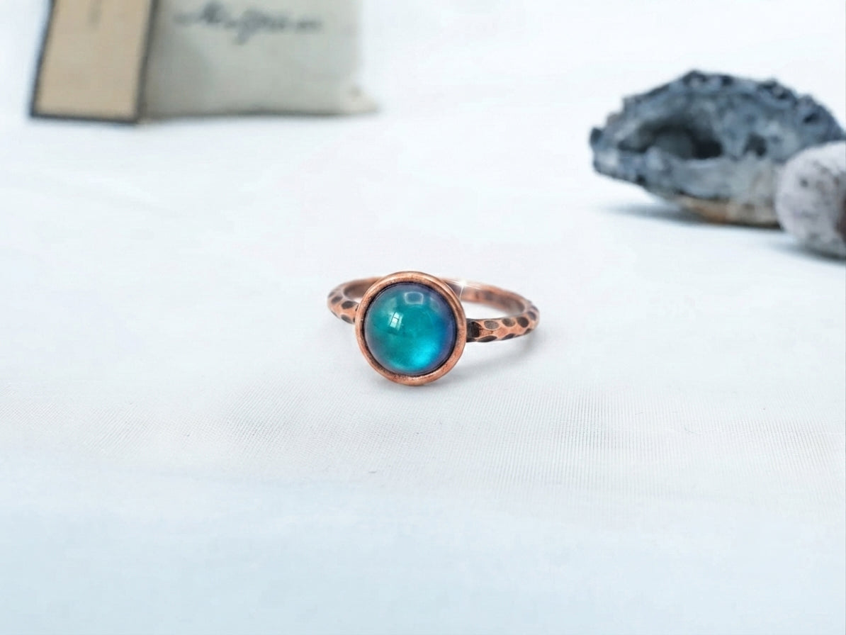 Antique Rose Gold Plating Circle Stone Mood Ring