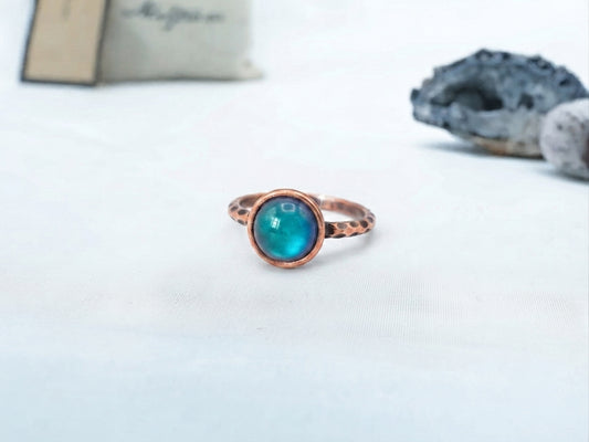 Antique Rose Gold Plating Circle Stone Mood Ring