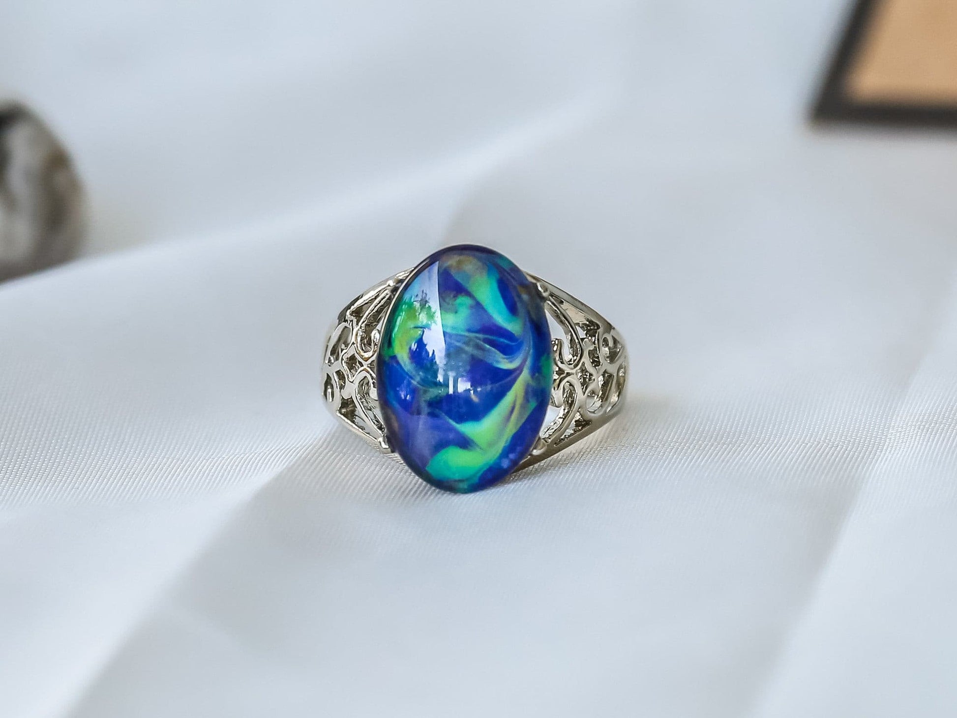 Limited Edition Borderless Opalescent Oval Stone Mood Ring.