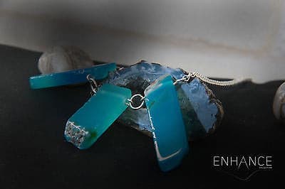 Natural Blue Agate Stone Necklace.