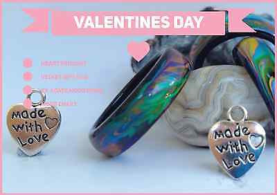 Valentine's Day Special Genuine Black Agate Colour Changing Mood Rings.