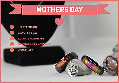 Mothers Day Special 2x Genuine Black Agate Colour Changing Mood Rings + More !! - Mitpaw