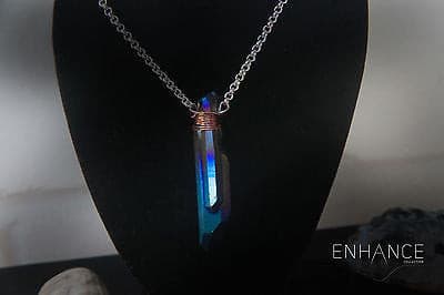 Blue Titanium Crystal Quartz Necklace.