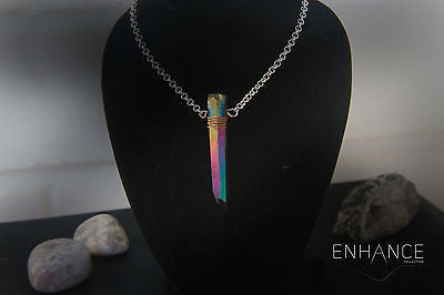 Natural Rainbow Titanium Quartz Necklace.