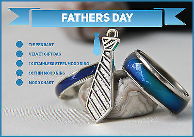 Fathers Day Special 1x Stainless Steel Mood Ring & 1x Thin Mood Ring.