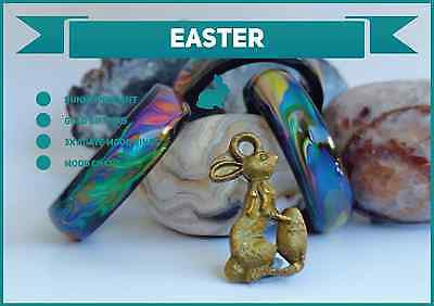 Easter Special 3x Black Agate Colour Changing Mood Rings + FREE Bunny Pendant !! - Mitpaw