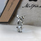 Adjustable Antique Silver French Bulldog Ring.
