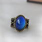 Antique Gold Plating Floral Oval Stone Mood Ring.