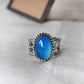Antique Silver Plating Floral Oval Stone Mood Ring.