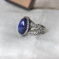 Antique Silver Plating Floral Oval Stone Mood Ring.
