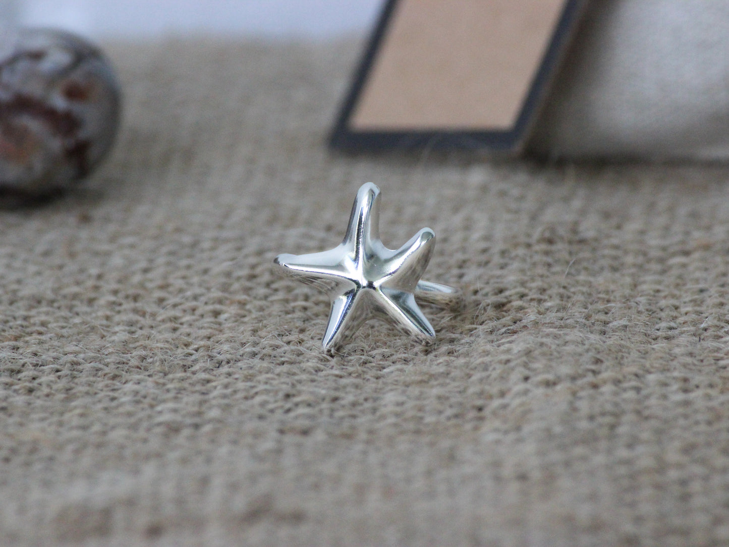 925 Sterling Silver Sea Star Inspired Ring.