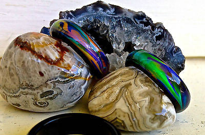 Genuine Black Agate Colour Changing Mood Ring + Heart Pendant - Mitpaw